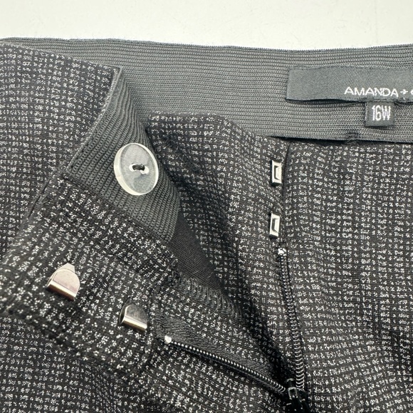 Amanda & Chelsea Black &‎ Gray Stretch Patterned  Straight Leg Trousers Sz 16W - Picture 8 of 10